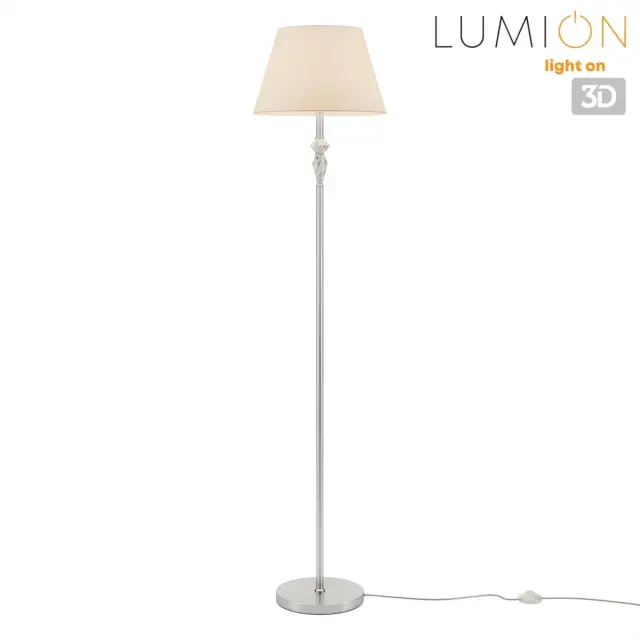 Торшер Lumion с белым текстильным плафоном, никелированная арматура и керамические акценты в стиле Неоклассика, ракурс 5
