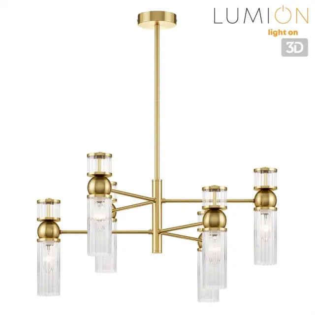Потолочная люстра Lumion DENVER, латунь и стекло, 6 подвесных источников света в стиле Арт-деко, ракурс 4