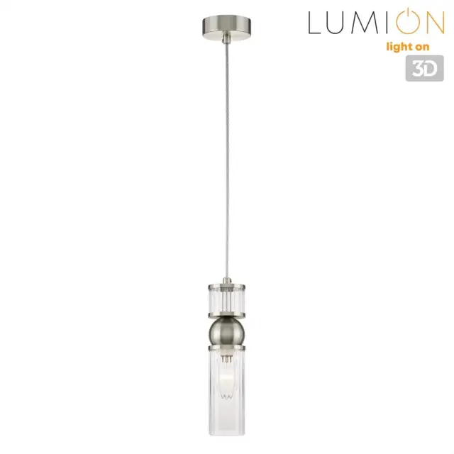 Подвесной светильник Lumion из никелевого металла с рельефным прозрачным стеклянным плафоном в стиле Арт-деко, ракурс 5