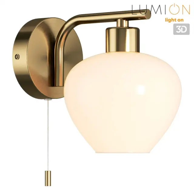 Настенный бра Lumion в латуни с одним белым глянцевым стеклянным плафоном, выполненный в стиле Неоклассика Бра Lumion, ракурс 5