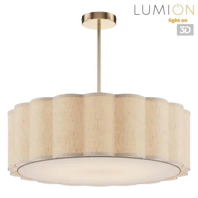 Потолочная люстра Lumion KORTNI, 7 ламп, с бежевыми текстильными плафонами и золотой глянцевой арматурой, ракурс 5