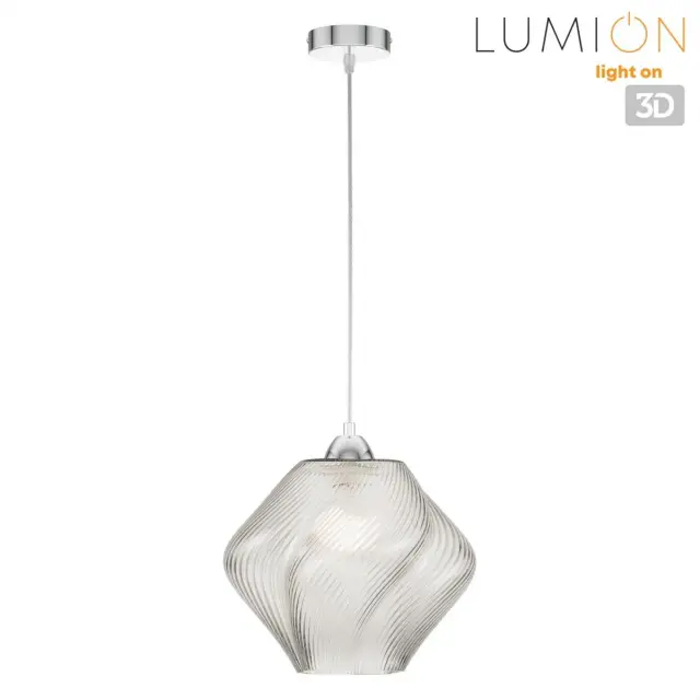 Подвесной светильник Lumion TIDE из хрома и прозрачного стекла с выразительным 3D-эффектом капли, ракурс 5