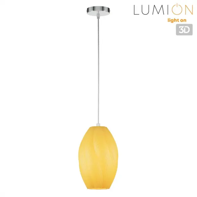 Подвесной светильник Lumion в стиле Модерн с бежевым рельефным стеклянным плафоном и хроме, ракурс 5