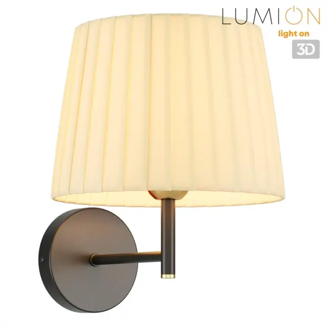Бра в стиле Неоклассика Lumion черного металла с бежевым текстильным абажуром с вертикальными каннелюрами, ракурс 5