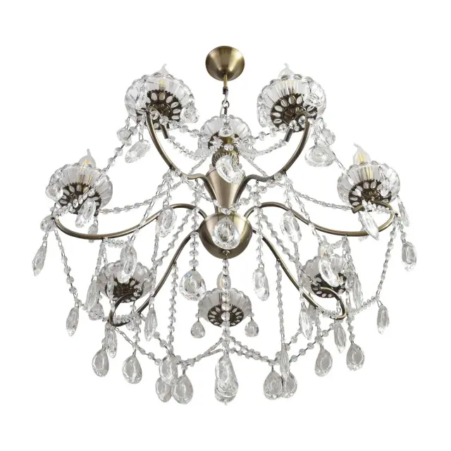 Подвесная люстра Lumion в стиле Арт-деко с бронзовым металлом и множеством подвесных хрустальных элементов, ракурс 4