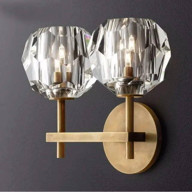 Бра MAK Interior WTL2120-W2BR-CL BOULE-DE-CRISTAL — латунь, ракурс 2