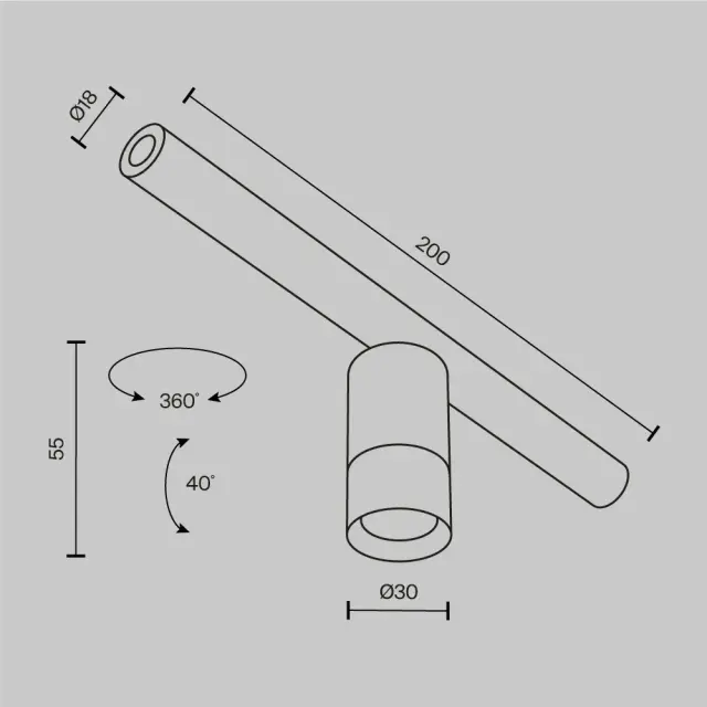 Трековый светильник Maytoni FOCUS LED — модульные, латунь, ракурс 8