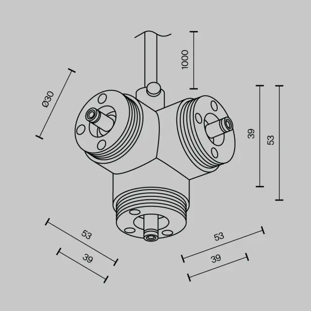 Ввод питания Maytoni ACCESSORIES FOR SYSTEM SHELF — модульные, черный, ракурс 4