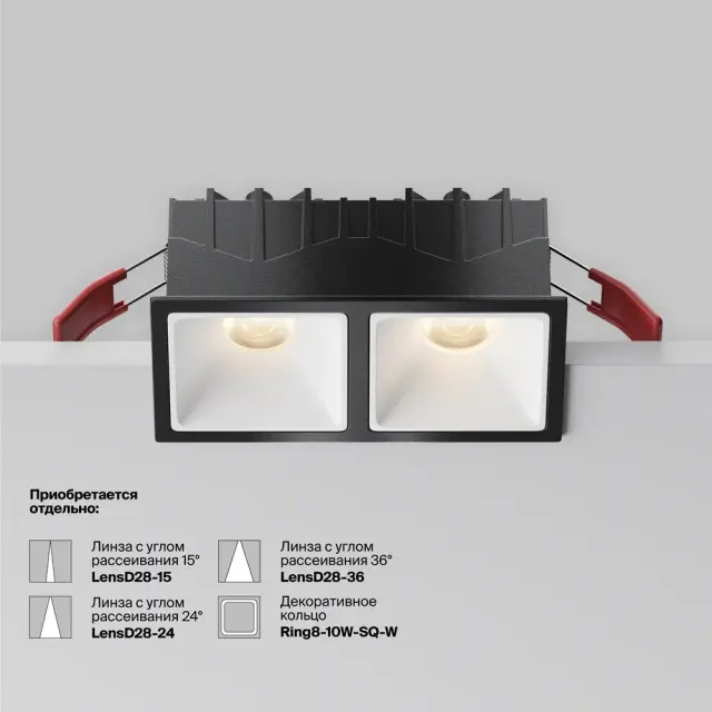Встраиваемый точечный светильник Maytoni ALFA LED — черный, ракурс 10