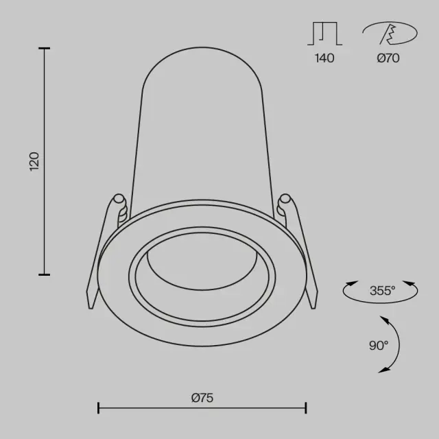 Встраиваемый точечный светильник Maytoni FOCUS LED — черный, ракурс 8