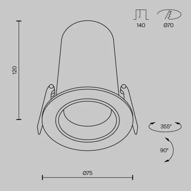 Встраиваемый точечный светильник Maytoni FOCUS LED — белый, ракурс 8