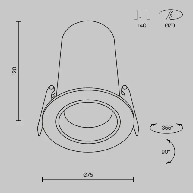 Встраиваемый точечный светильник Maytoni FOCUS LED — белый, ракурс 8