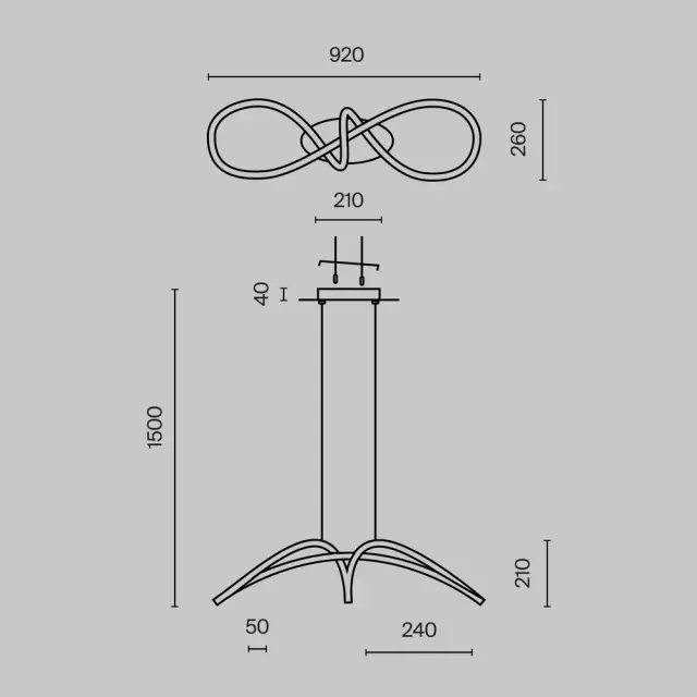 Подвесной светильник Maytoni CURVE — черный, ракурс 8