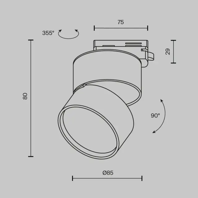 Трековый светильник Maytoni ONDA — однофазные, черный, ракурс 8