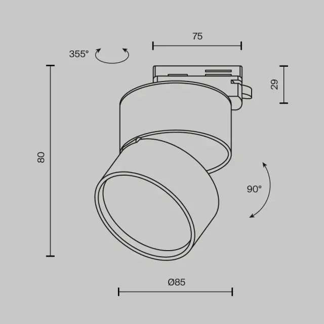 Трековый светильник Maytoni ONDA — однофазные, белый, ракурс 8