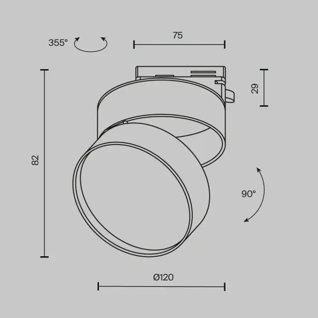 Трековый светильник Maytoni ONDA — однофазные, черный, ракурс 8