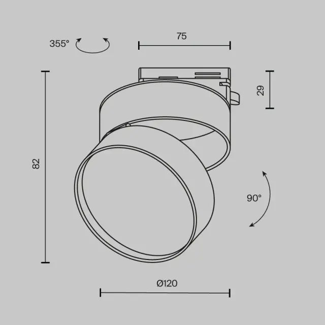 Трековый светильник Maytoni ONDA — однофазные, черный, ракурс 7