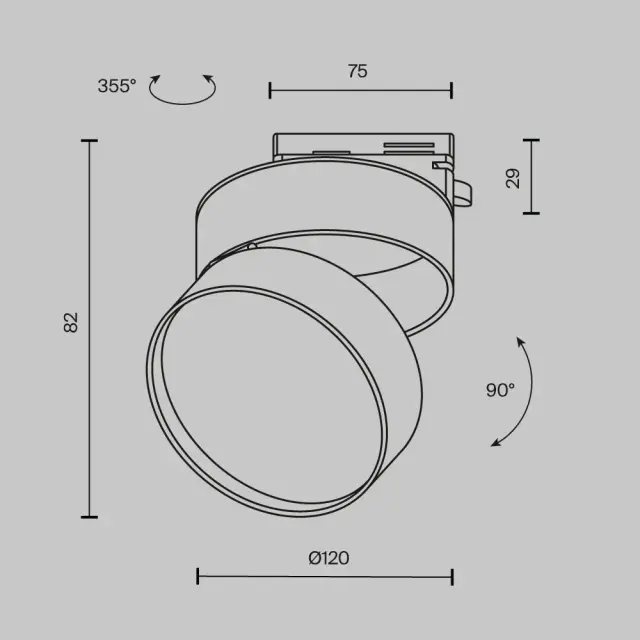 Трековый светильник Maytoni ONDA — однофазные, белый, ракурс 8