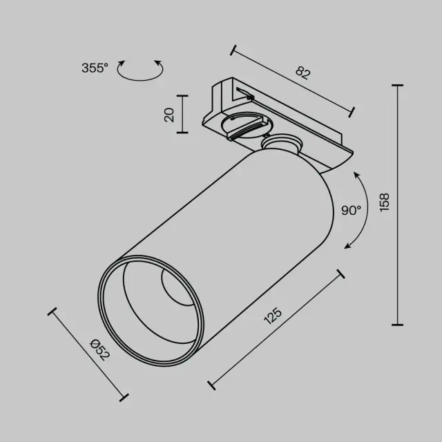 Трековый светильник Maytoni FOCUS LED — однофазные, латунь, ракурс 11