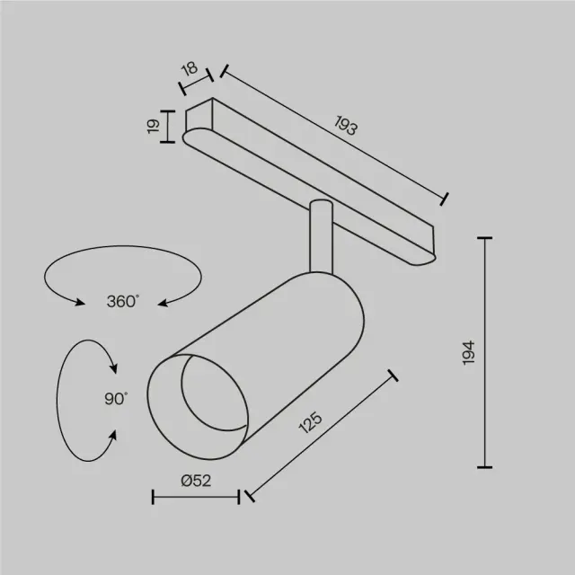 Трековый светильник Maytoni FOCUS LED — магнитные, белый, ракурс 6