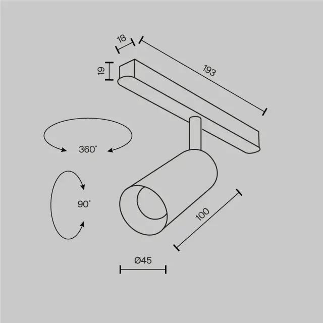 Трековый светильник Maytoni FOCUS LED — магнитные, латунь, ракурс 14