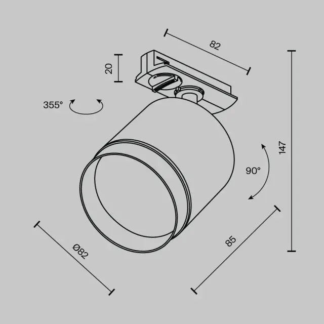 Трековый светильник Maytoni POLAR — однофазные, белый, ракурс 8