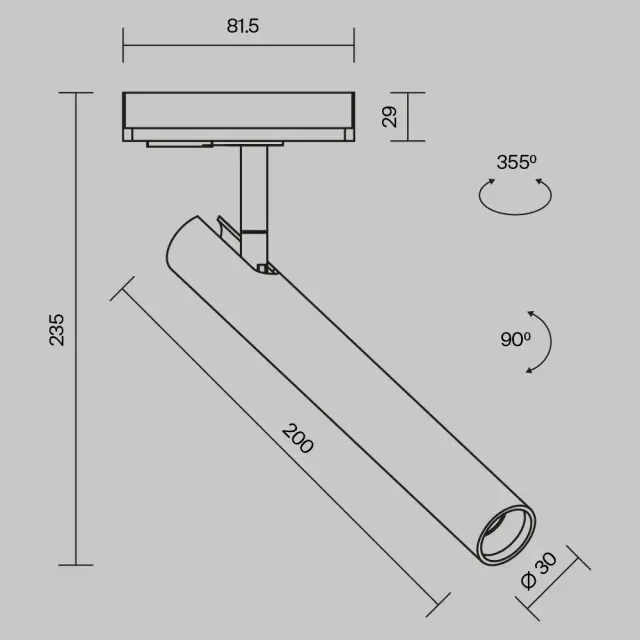 Трековый светильник Maytoni FOCUS T — однофазные, белый, ракурс 10
