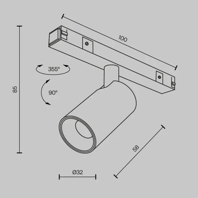 Трековый светильник Maytoni FOCUS LED — магнитные, черный, ракурс 9
