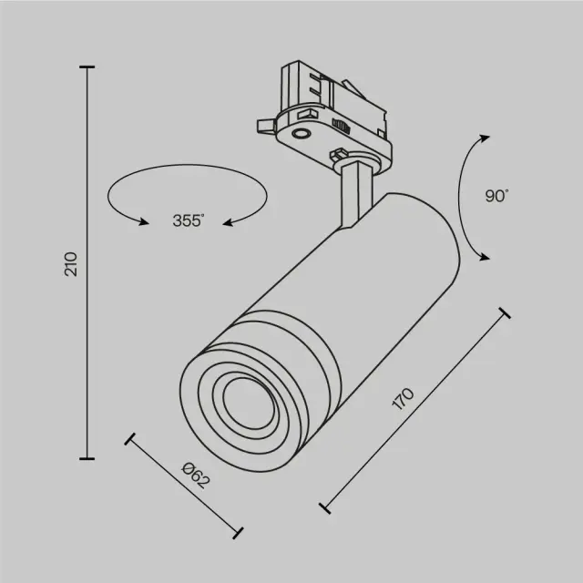 Трековый светильник Maytoni FOCUS ZOOM — трехфазные, белый, ракурс 8