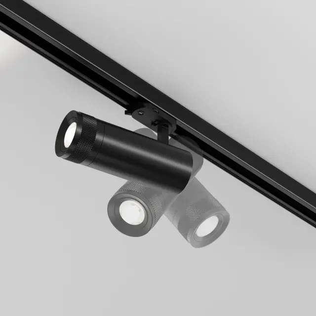 Трековый светильник Maytoni FOCUS ZOOM — трехфазные, черный, ракурс 2