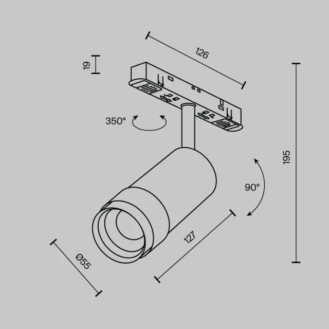 Трековый светильник Maytoni FOCUS ZOOM — магнитные, белый, ракурс 8