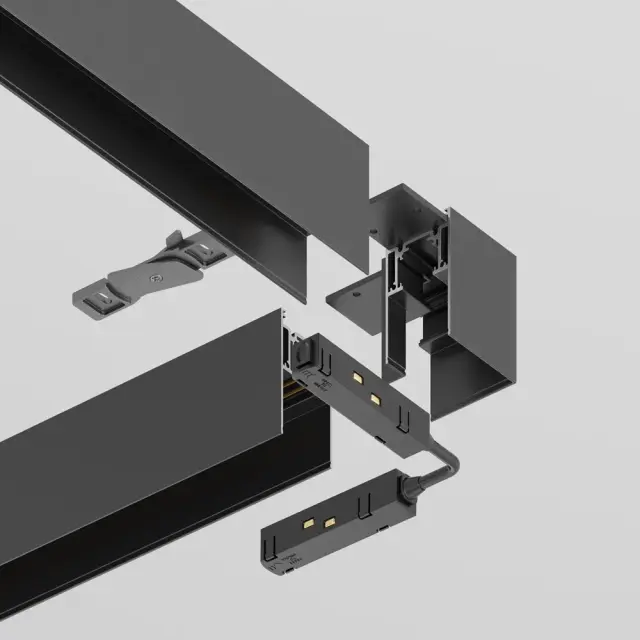 Коннектор Maytoni ACCESSORIES FOR TRACKS — магнитные, черный, ракурс 2