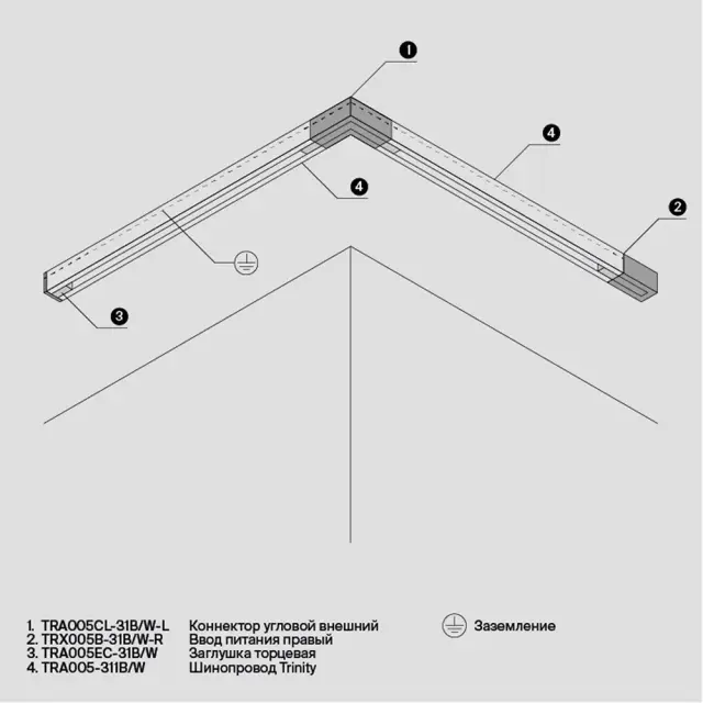Ввод питания Maytoni 3 PHASE TRACK SYSTEM — трехфазные, черный, ракурс 7