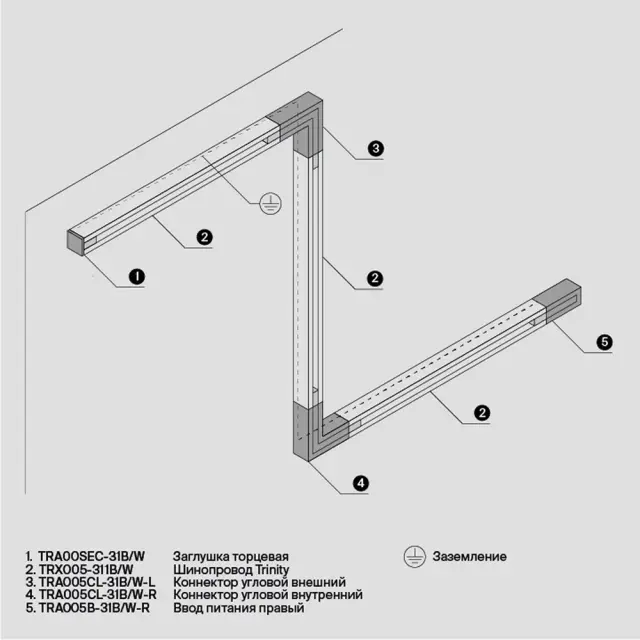 Ввод питания Maytoni 3 PHASE TRACK SYSTEM — трехфазные, белый, ракурс 6