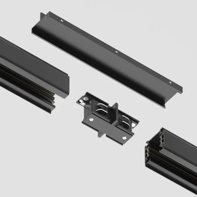 Коннектор Maytoni 3 PHASE TRACK SYSTEM — трехфазные, черный, ракурс 2