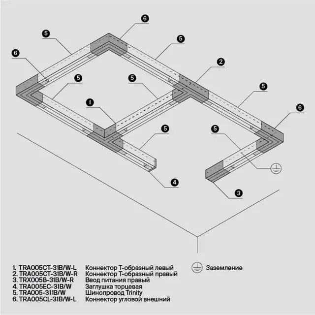 Коннектор Maytoni 3 PHASE TRACK SYSTEM — трехфазные, белый, ракурс 6