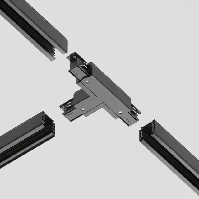 Коннектор Maytoni 3 PHASE TRACK SYSTEM — трехфазные, черный, ракурс 3