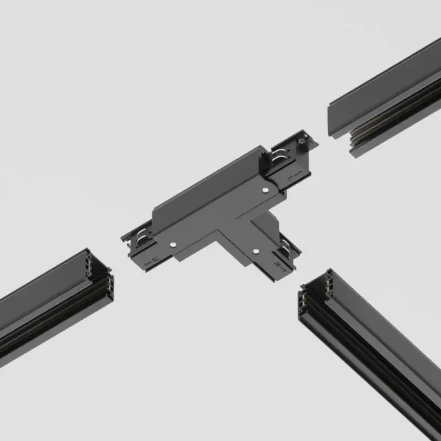 Коннектор Maytoni 3 PHASE TRACK SYSTEM — трехфазные, черный, ракурс 2