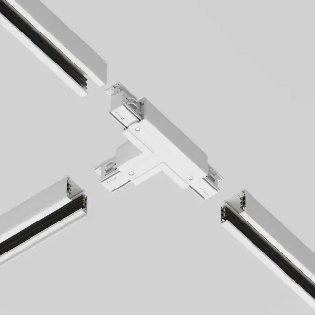 Коннектор Maytoni 3 PHASE TRACK SYSTEM — трехфазные, белый, ракурс 3