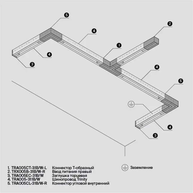 Коннектор Maytoni 3 PHASE TRACK SYSTEM — трехфазные, белый, ракурс 5