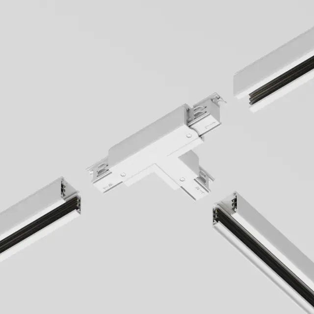 Коннектор Maytoni 3 PHASE TRACK SYSTEM — трехфазные, белый, ракурс 2