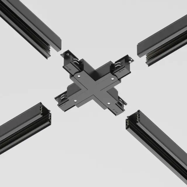 Коннектор Maytoni 3 PHASE TRACK SYSTEM — трехфазные, черный, ракурс 3