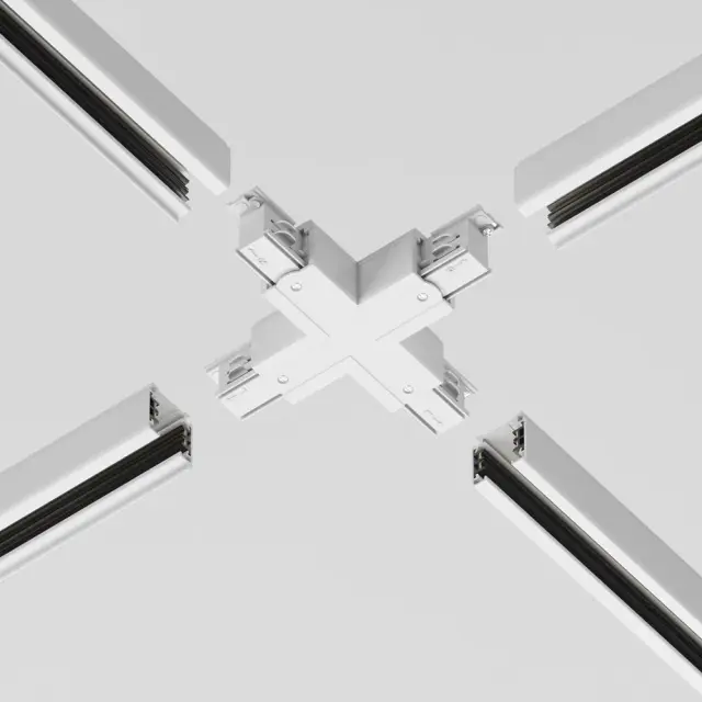 Коннектор Maytoni 3 PHASE TRACK SYSTEM — трехфазные, белый, ракурс 3