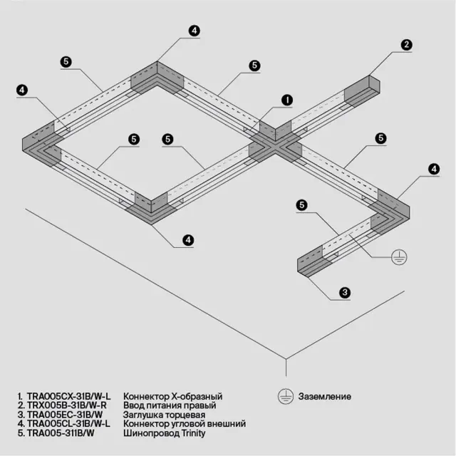 Коннектор Maytoni 3 PHASE TRACK SYSTEM — трехфазные, белый, ракурс 5