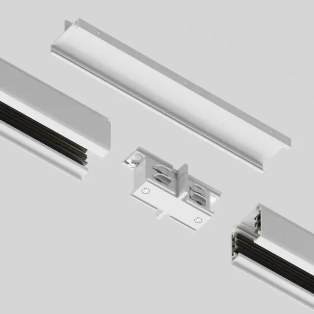 Крепёж Maytoni 3 PHASE TRACK SYSTEM — трехфазные, белый, ракурс 2