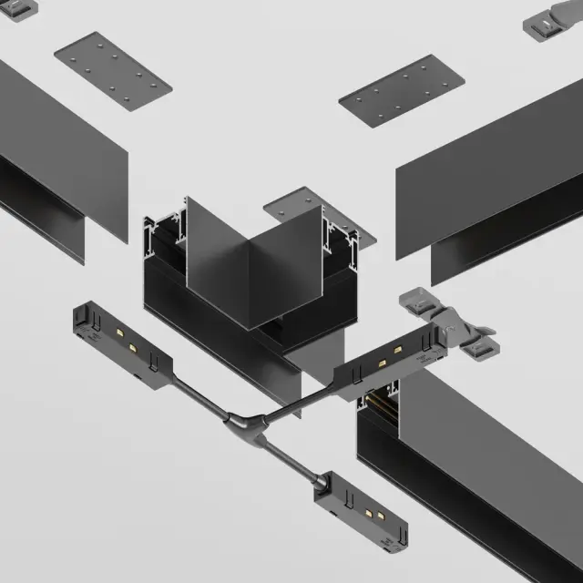 Коннектор Maytoni ACCESSORIES FOR TRACKS GRAVITY — магнитные, черный, ракурс 2