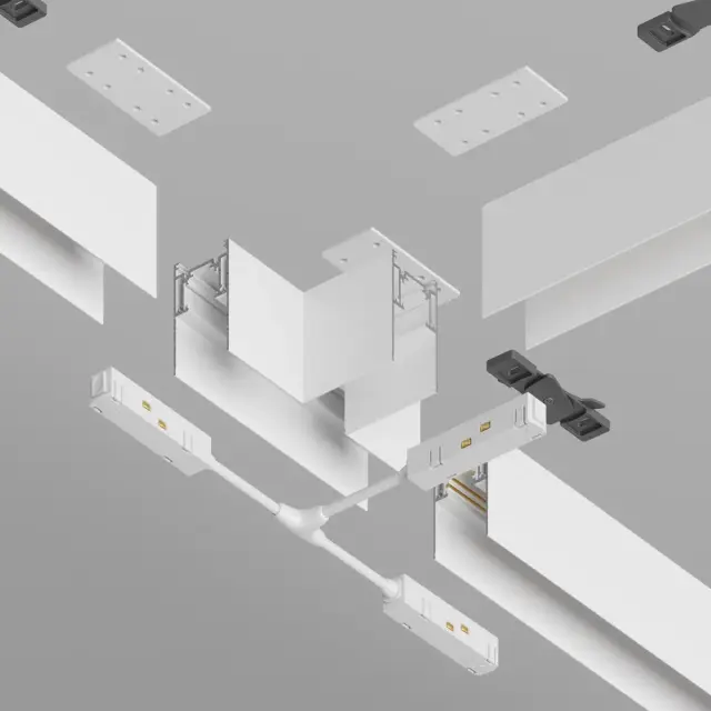 Коннектор Maytoni MAGNETIC TRACK SYSTEM GRAVITY — магнитные, белый, ракурс 2