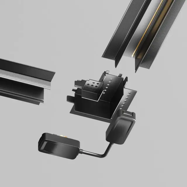 Коннектор Maytoni ACCESSORIES FOR TRACKS RADITY — магнитные, черный, ракурс 2