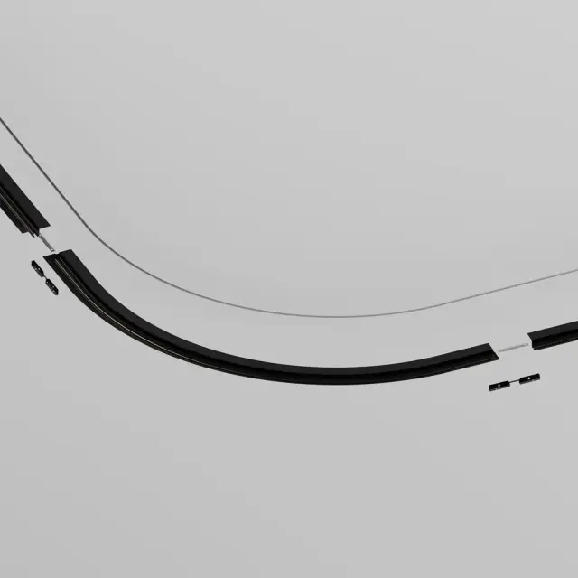 Шинопровод Maytoni ACCESSORIES FOR TRACKS LEVITY — магнитные, черный, ракурс 2