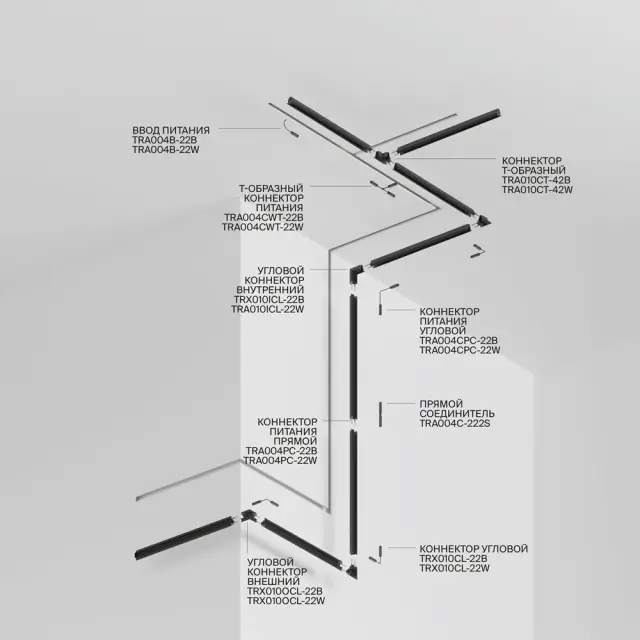 Шинопровод Maytoni GRAVITY — магнитные, белый, ракурс 4